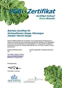 Zertifikat "Vekauf Grüne Branche"