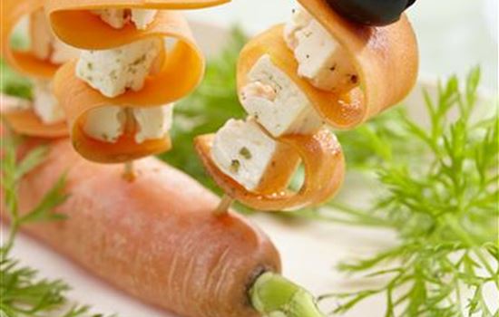 Karotten-Feta-Spiesse